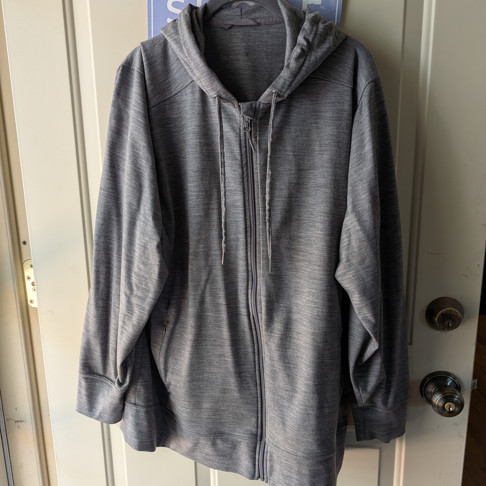 WoolX Graphite Heather Zip-Up Hoodie Sz 1X